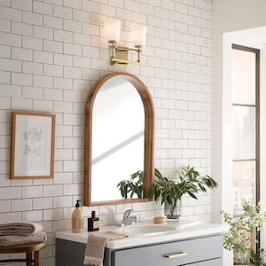 Rosalind 14.25 in. 2-Light Brushed Natural Brass Traditional Bathroom Vanity Light