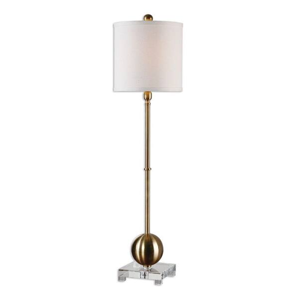 Global Direct 35 in. Brass Off White Buffet Lamp