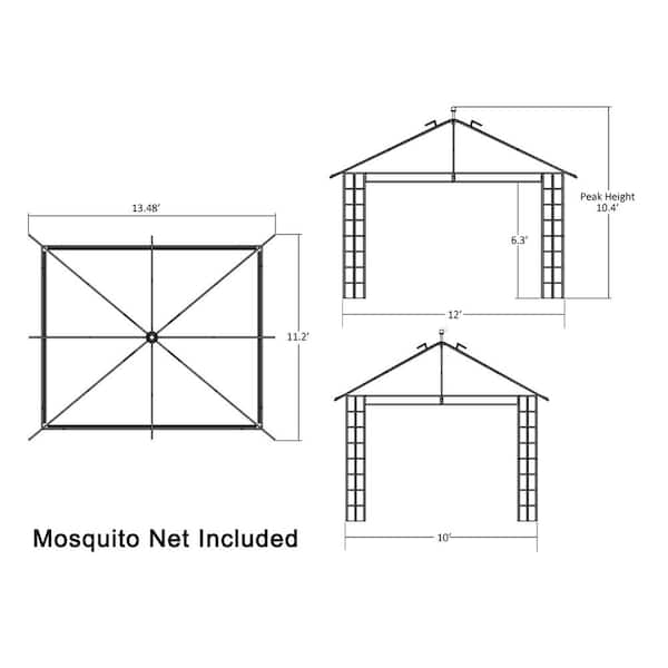 APEX GARDEN Melody II 10 ft. x 12 ft. Gazebo with Mosquito APEX GARDEN Melody II 10 ft. x 12 ft. Gazebo with Mosquito