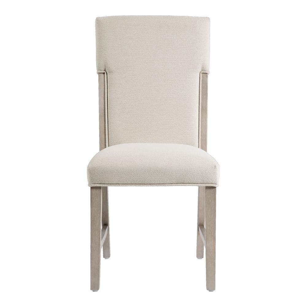 Natural Beige Upholstered Wood Side Chair Set