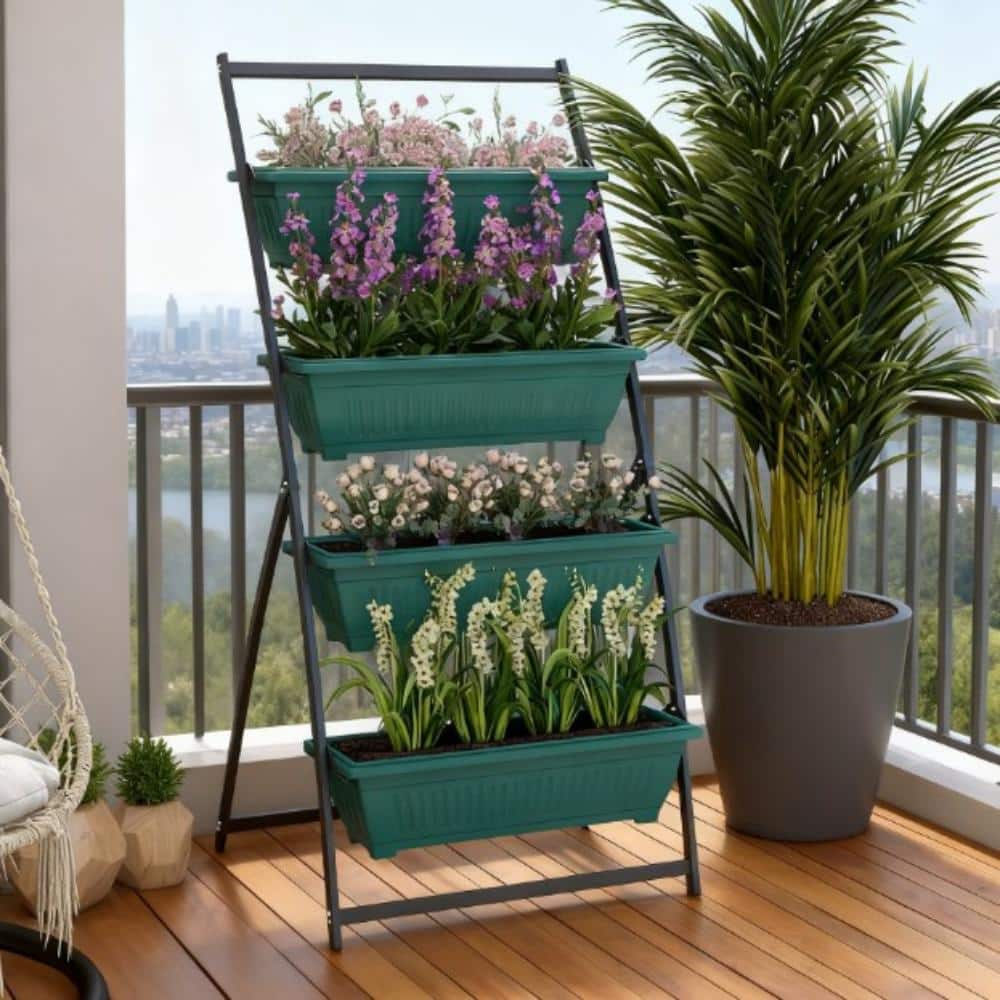 Plant Stand Grow Container,4-Tier Vertical Raised Garden Planter with 4 Boxes,for Vegetable & Flowers price history on PriceWatchPro