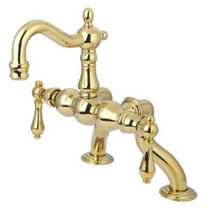 Vintage 2-Handle Deck-Mount Clawfoot Tub Faucets in Polished Brass