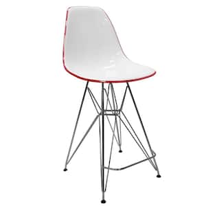 Cresco Modern Acrylic Barstool with Chrome Base and Footrest (White/Red)