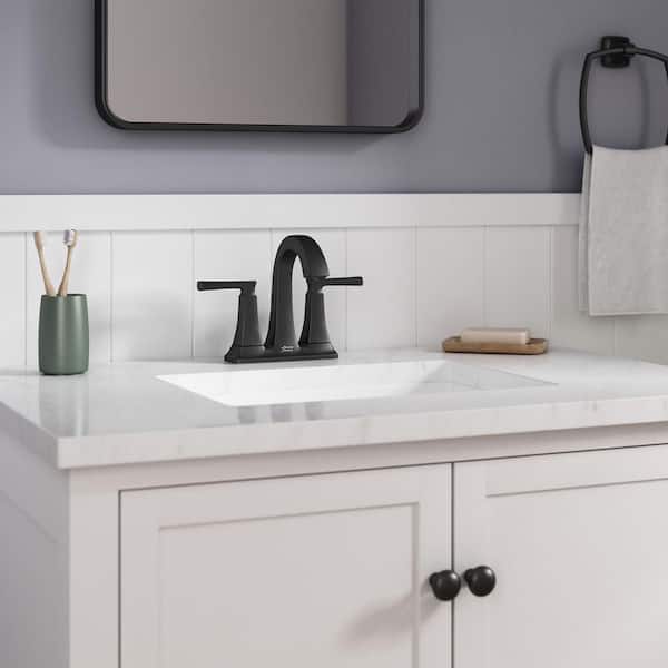 Belmeade 4 in. Centerset 2-Handle Bathroom Faucet with Drain Kit in Matte Black