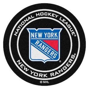 New York Rangers Black 27 in. Round Hockey Puck Mat
