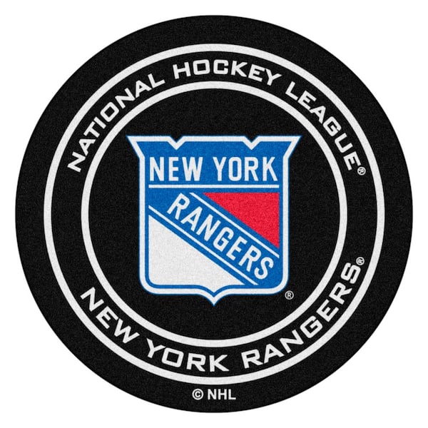 FANMATS New York Rangers Black 27 in. Round Hockey Puck Mat