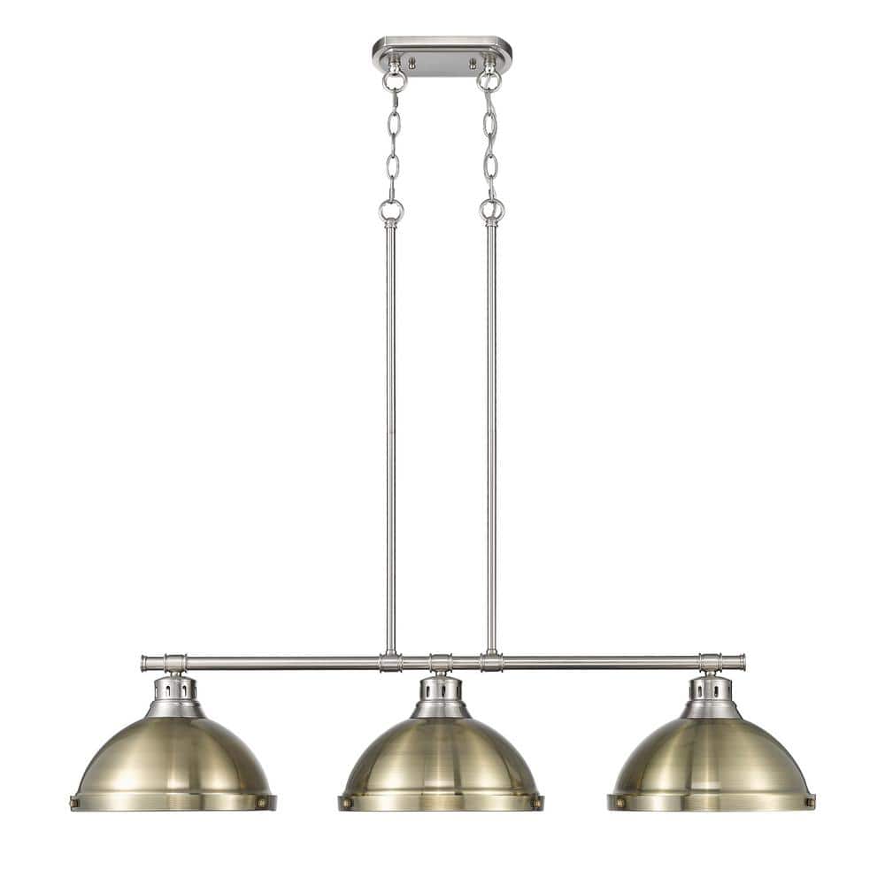 Duncan 300-Watt 3-Light Pewter Island Pendant Light with Gold Shade and No Bulbs Included price history on PriceWatchPro