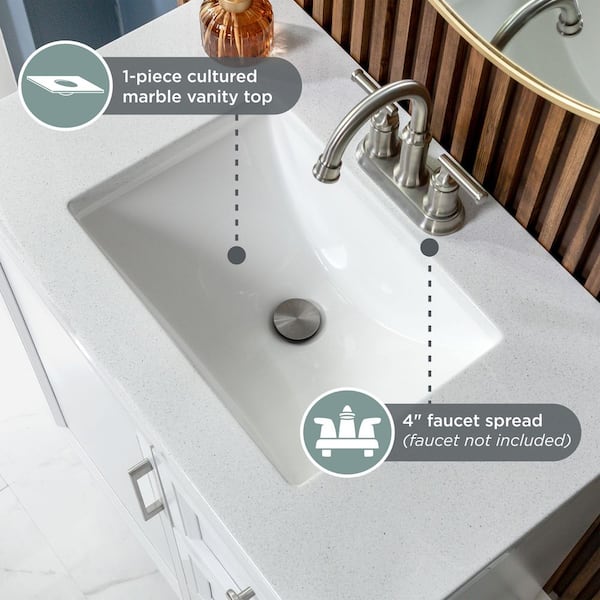 Glacier Bay Bannon 31 in. Single Sink White Freestanding Bath