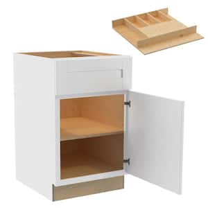 Washington 21 in. W x 24 in. D x 34.5 in. H Vesper White Plywood Shaker Assembled Base Kitchen Cabinet Rt Cutlery Tray