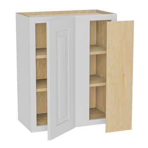 Grayson Pacific White Plywood Shaker Assembled Blind Corner Kitchen Cabinet Soft Close Right 24 in W x 12 in D x 30 in H