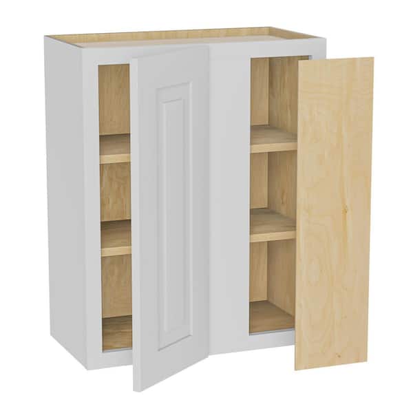 Grayson 24 in. W x 12 in. D x 30 in. H Assembled Plywood Blind Wall Kitchen Cabinet in Pacific White with Soft Close RH