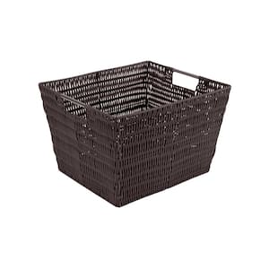 10 in. x 13 in. Brown Large Rattan Storage Tote Basket