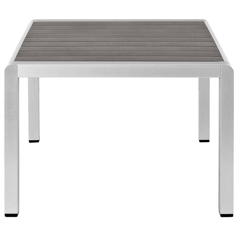 Shoreline Silver Gray Aluminum Outdoor Patio Coffee Table