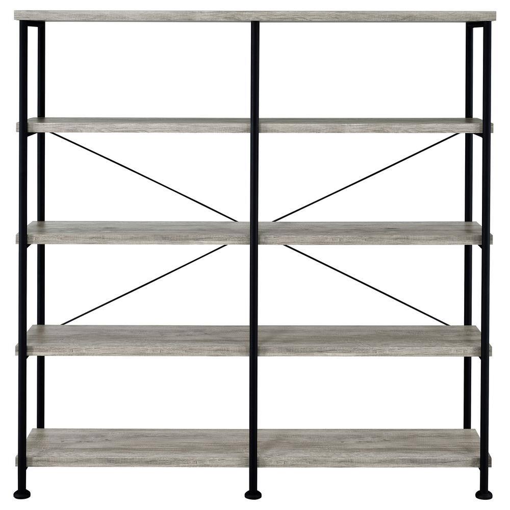 Analiese Gray Driftwood 4-Shelf Industrial Bookcase