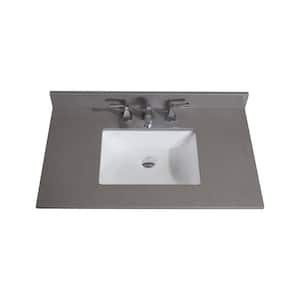 37 in. W Engineered Marble Single Basin Vanity Top in Mountain Gray with White Basin