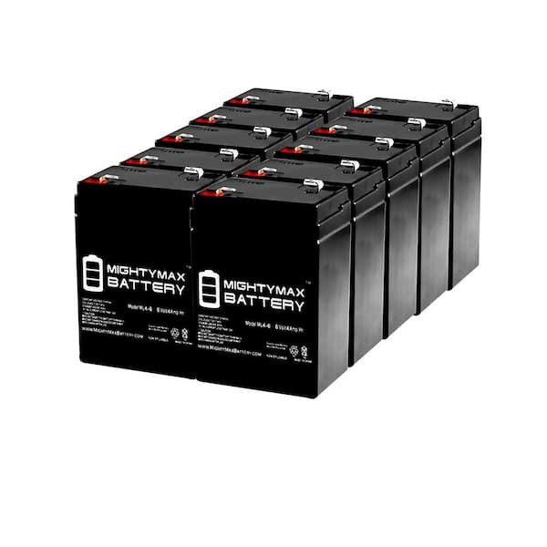 MIGHTY MAX BATTERY ML4-6 - 6V 4.5AH Emergency Exit Lighting SLA Battery - 10 Pack