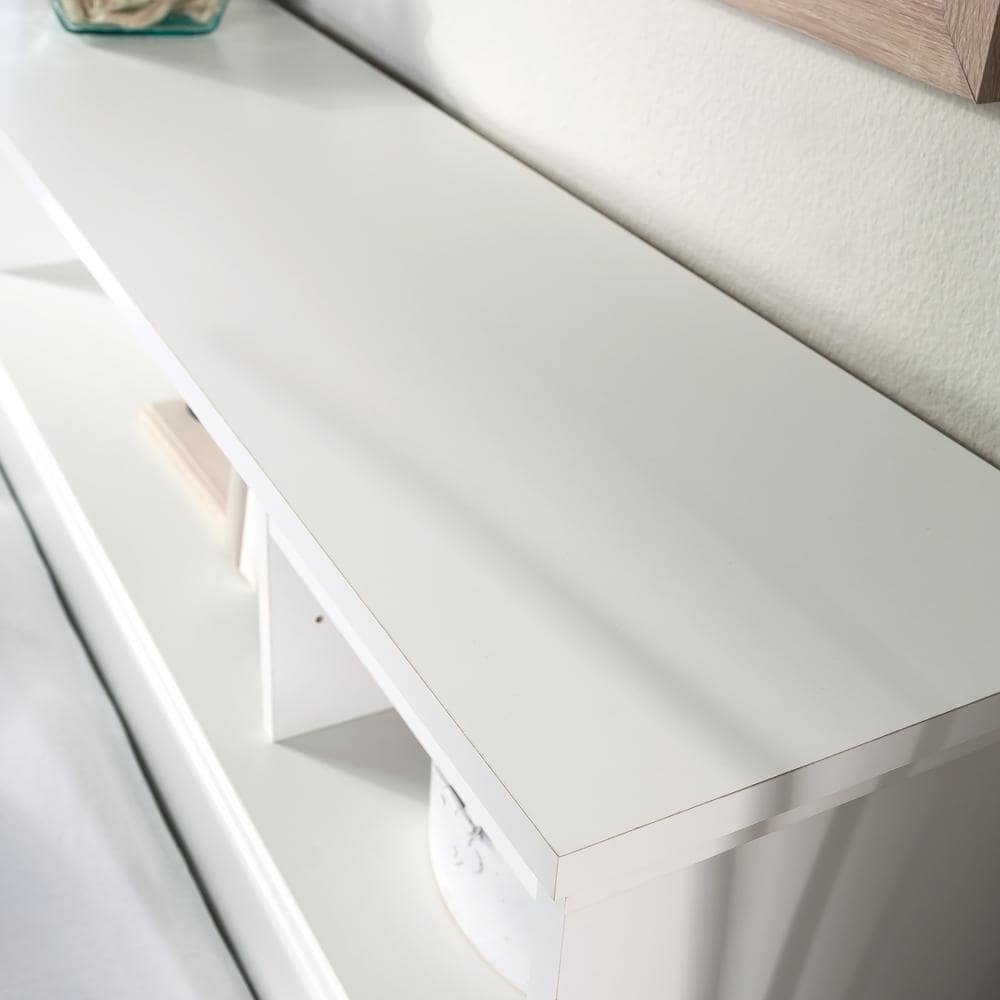 Soft White Full/Queen Wood Headboard with Storage Shelves