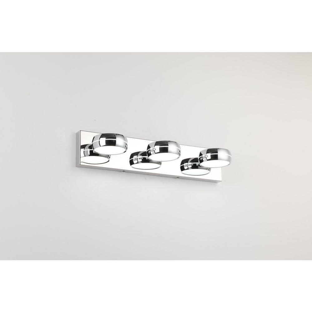20.47 in. 3-Light Chrome LED Vanity Light with IP44 Dimmable Light and 270° Swivel Range