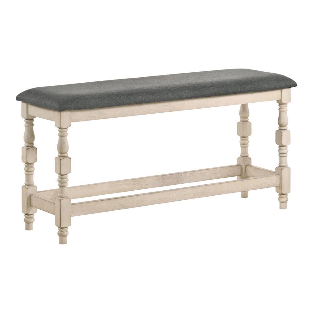 Besta Ivory and Dark Gray Wood Counter Height Bench -  Furniture of America, IDF-3979PBN