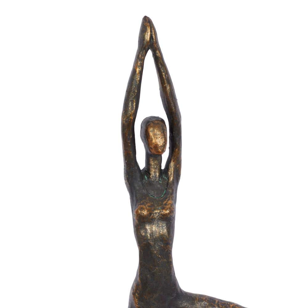 18" Brass Polystone Yoga Pose Tabletop Sculpture