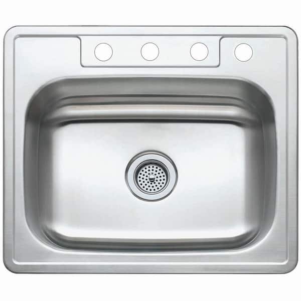 Kingston Brass Drop-in Stainless Steel 25 in. 4-Hole Single Bowl Kitchen Sink