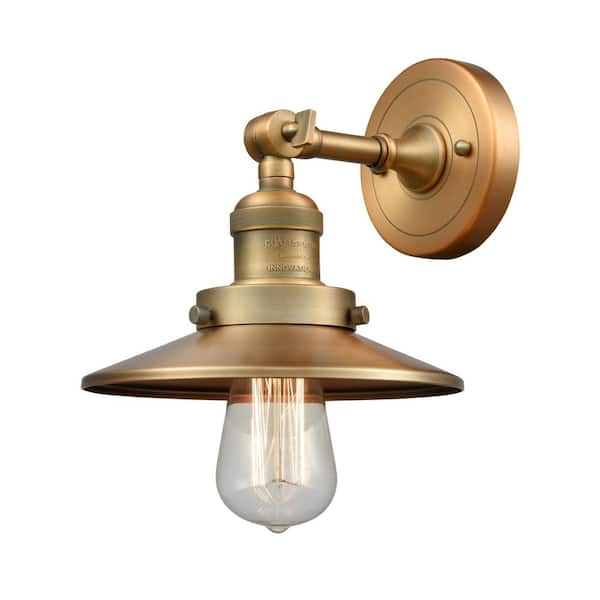 Innovations Railroad 8 in. 1-Light Brushed Brass Wall Sconce with ...