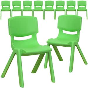 Green Plastic Stack Chairs (Set of 10)