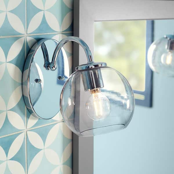 Exposed 1-Light Chrome Bath Light