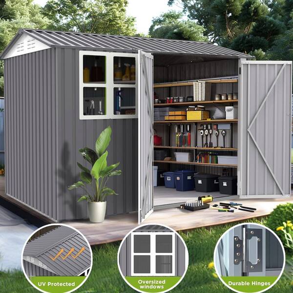 JimsMaison 8 ft. W x 6 ft. D Metal Shed with Window (48 sq