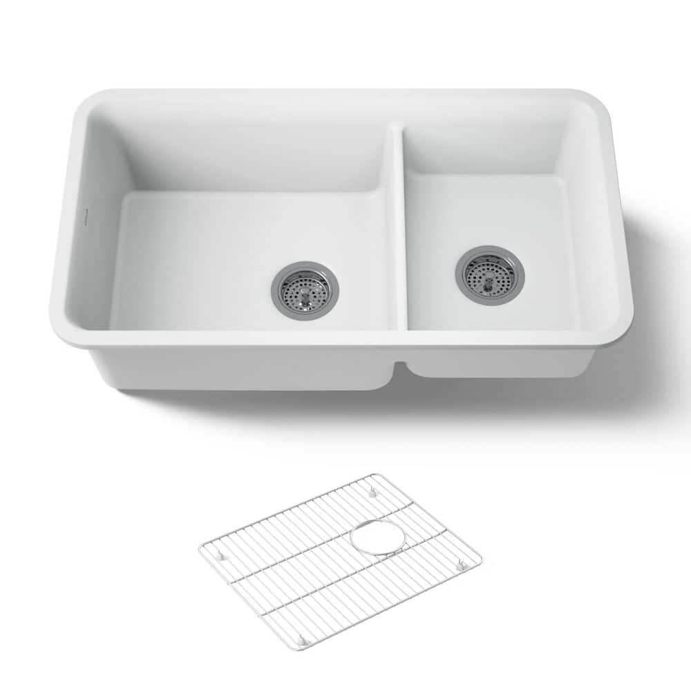 KOHLER Cairn Undermount Neoroc Granite Composite 33.5 in. Double