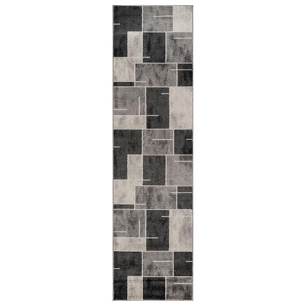 Modern Linear Runner Rug for Living Room, Bedroom, or Entryway 2 ft. x 8 ft. Cream