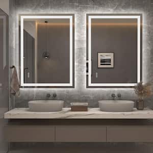 40 in. W x 30 in. H Rectangular Frameless Front Back Lighted Anti-Fog Wall Bathroom Vanity Mirror, Tempered Glass, ETL