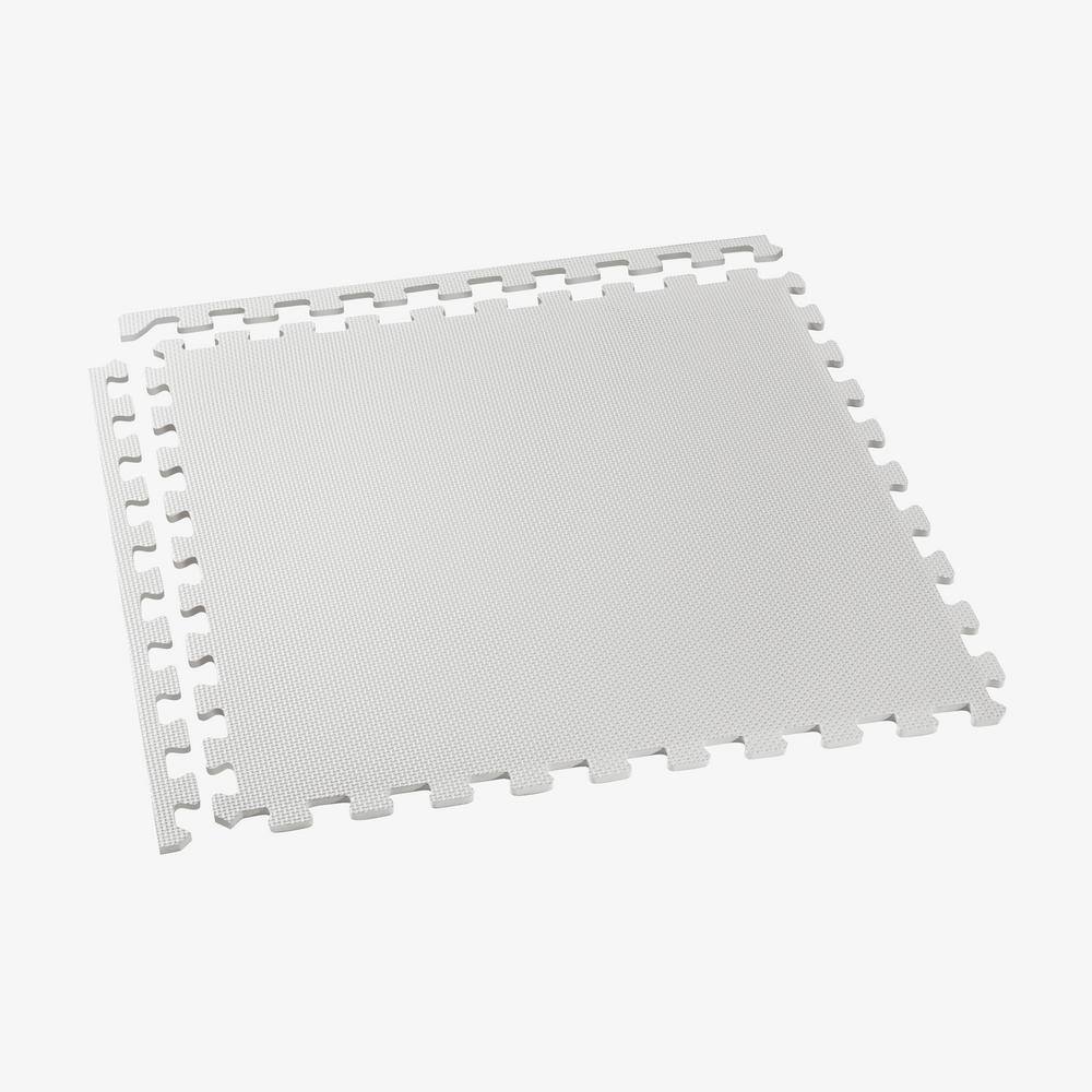 White EVA Foam Interlocking Gym Floor Tiles, 24 x 24 Inch