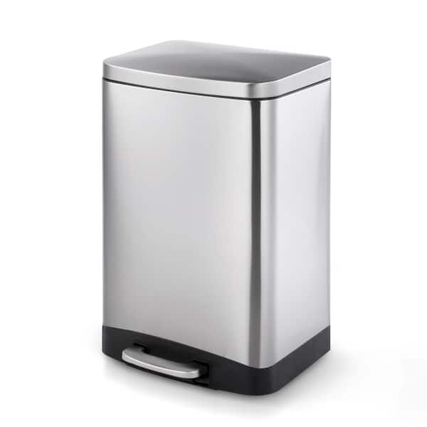 Innovaze 3.2 Gal./12-Liter Fingerprint Free Brushed Stainless Steel Rectangular Step-On Trash Can