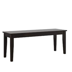 Antique Black Wood Dining Bench 47.2 in. W x 14.75 in. D x 18 in. H