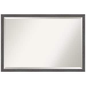Pinstripe Plank 38 in. x 26 in. Rustic Rectangle Thin Framed Grey Bathroom Vanity Mirror