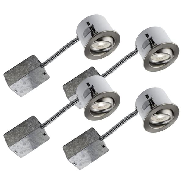 BAZZ 3-in.Brushed Chrome Recessed LED Lighting kit with GU10 bulb included (4-Pack)