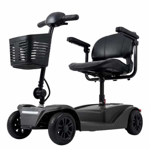 4-Wheel Mobility Scooter in Black, 300 lbs. Capacity Foldable Scooter for Seniors, Summer Shopping Travel Scooter