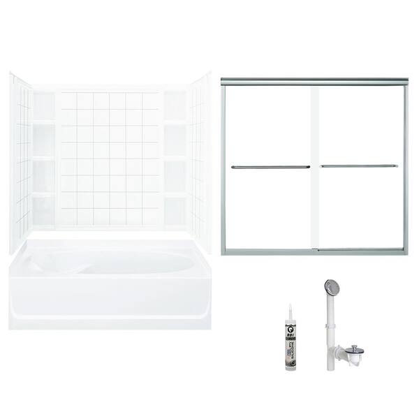 STERLING Ensemble 42 in. x 60 in. x 70.25 in. Bath and Shower Kit with Right-Hand Drain in White and Chrome