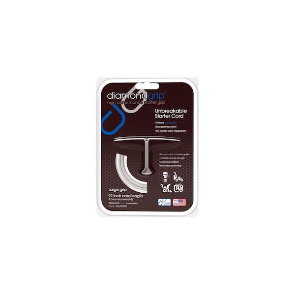 Large Grip with 92 in by 3.2 mm Unbreakable Gas Engine Pull Starter Recoil Replacement Cord Kit with Silver & Black Grip