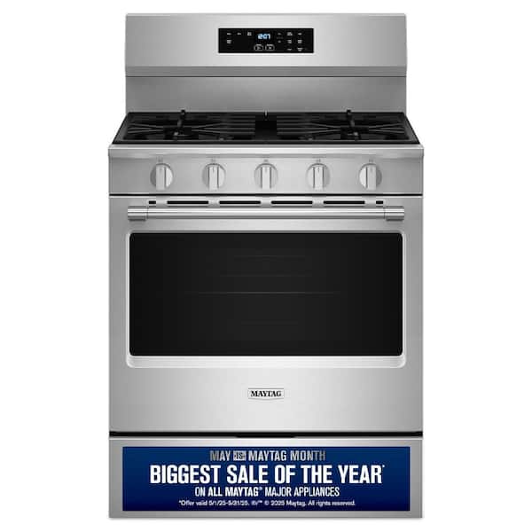 30 in. 5-Burners Freestanding Gas Range in Stainless Steel with Power Burner