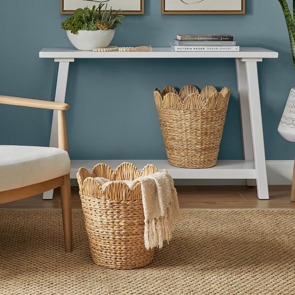 StyleWell Scalloped Bulrush Storage Baskets (Set of 2)