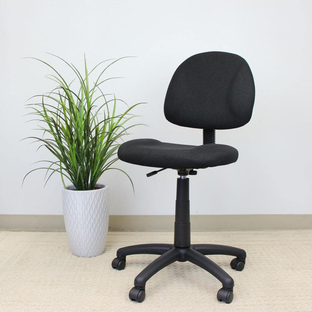 Black Nylon Swivel Armless Task Chair with Adjustable Height