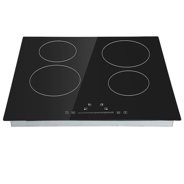 SKYSHALO Built in Electric Stove Top, 23.2 x 20.5 in. 4 Burners, 240 V Glass Radiant Cooktop with Sensor Touch Control, Black