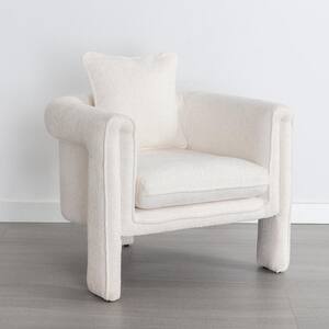 Modern Ivory Polyester Upholstered Arm Chair, Accent Chair for Living Room, Guest Room, Office