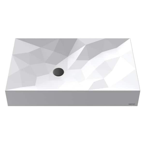 Karran Diamond 28 in. Quartz Rectangular Vessel Sink in White