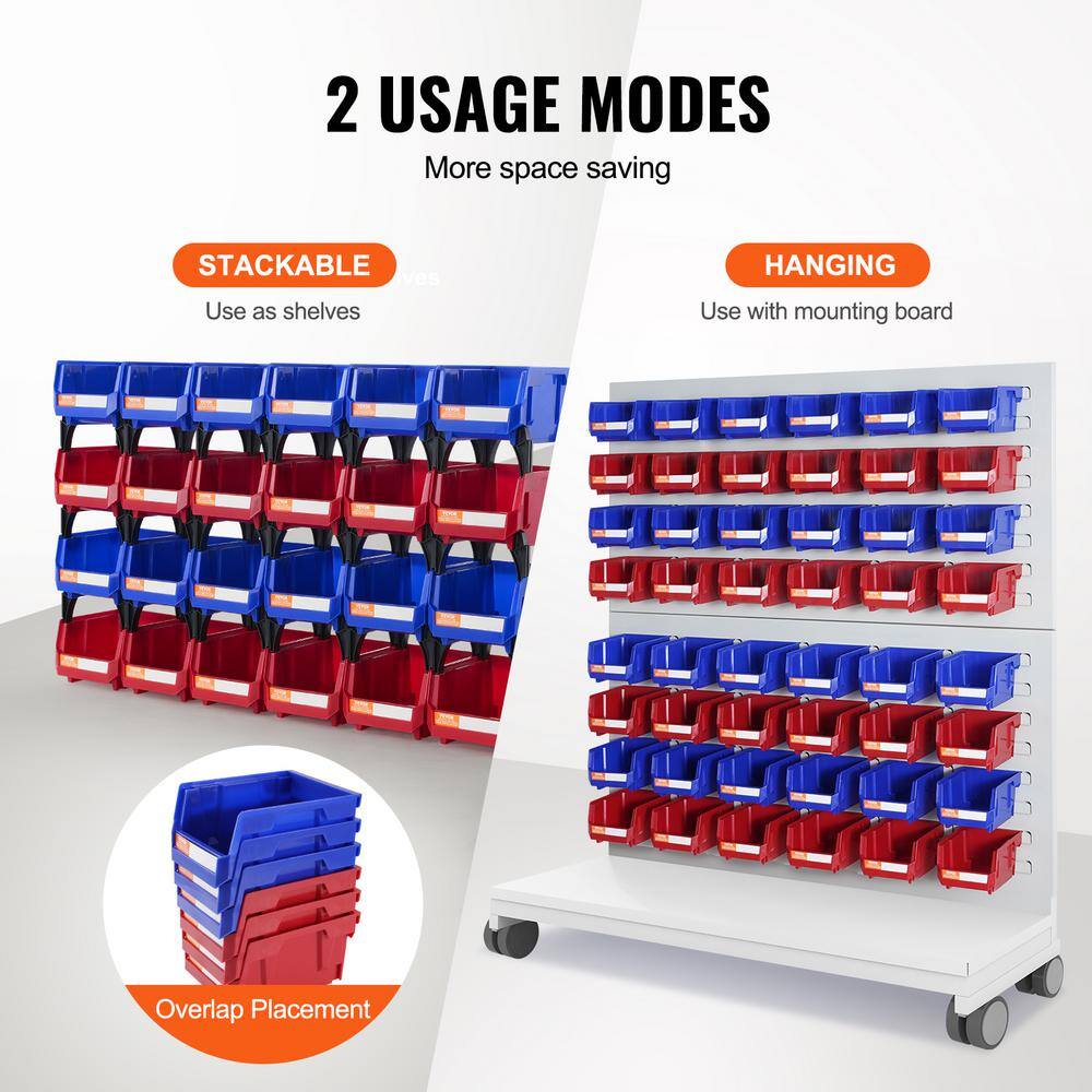 VEVOR Blue and Red Stackable Plastic Storage Bins 24-Pack