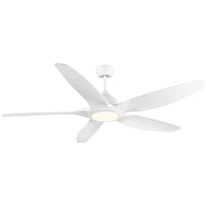 60 in. Integrated LED Indoor White Ceiling Fan Lighting with 5 ABS Blades