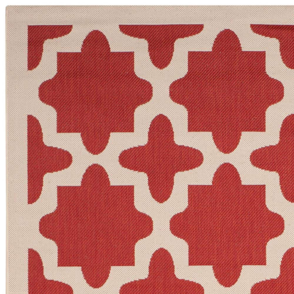 Resilient Red & Bone Geometric 8' x 11' Indoor/Outdoor Area Rug