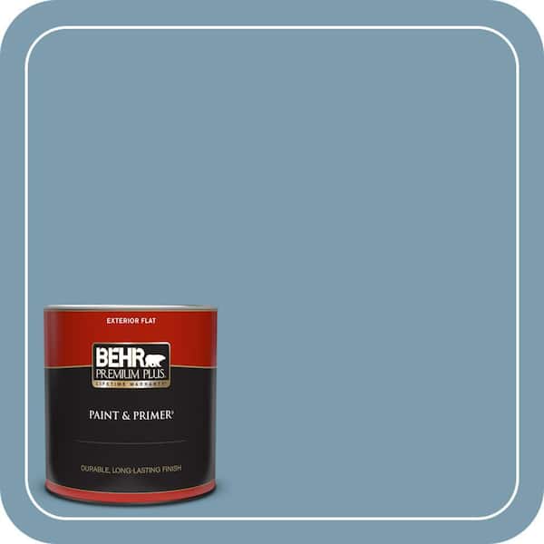 BEHR PREMIUM PLUS 1 qt. #PMD-14 Yacht Harbor Flat Exterior Paint & Primer